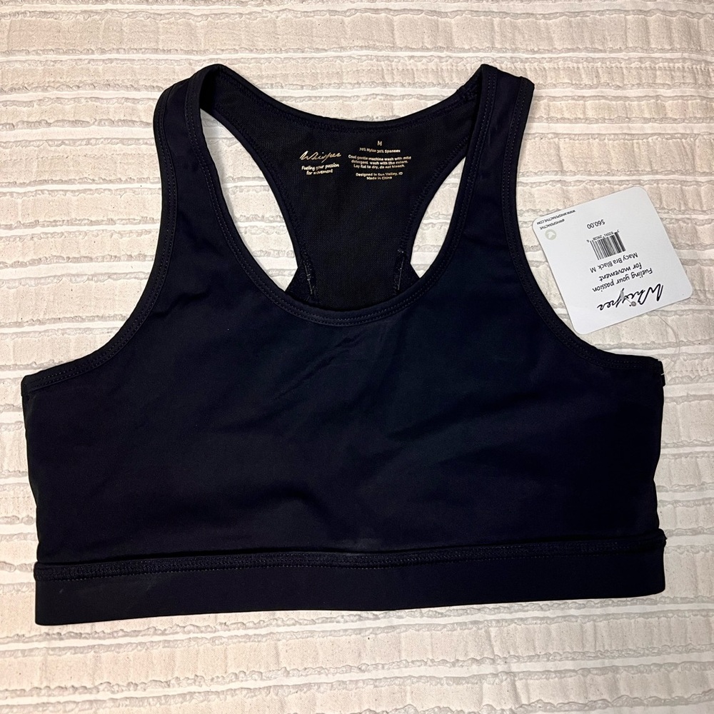 NWT Whisper Sports Bra Black Size M